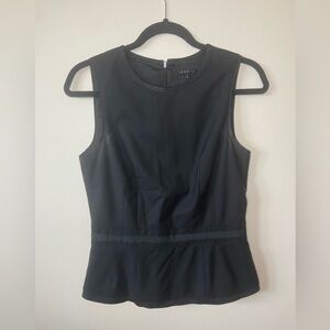 Theory Black sleeveless peplum top
